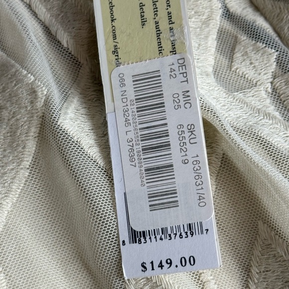 NWT Sigrid Olsen Signature Beige Sheer Tunic Long Sleeve Boho Resort Blouse, L - Picture 4 of 14